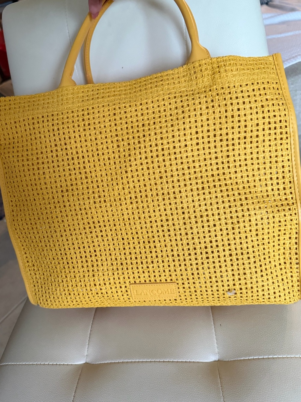 Lancome Yellow Woven Tote - Picture 7 of 7